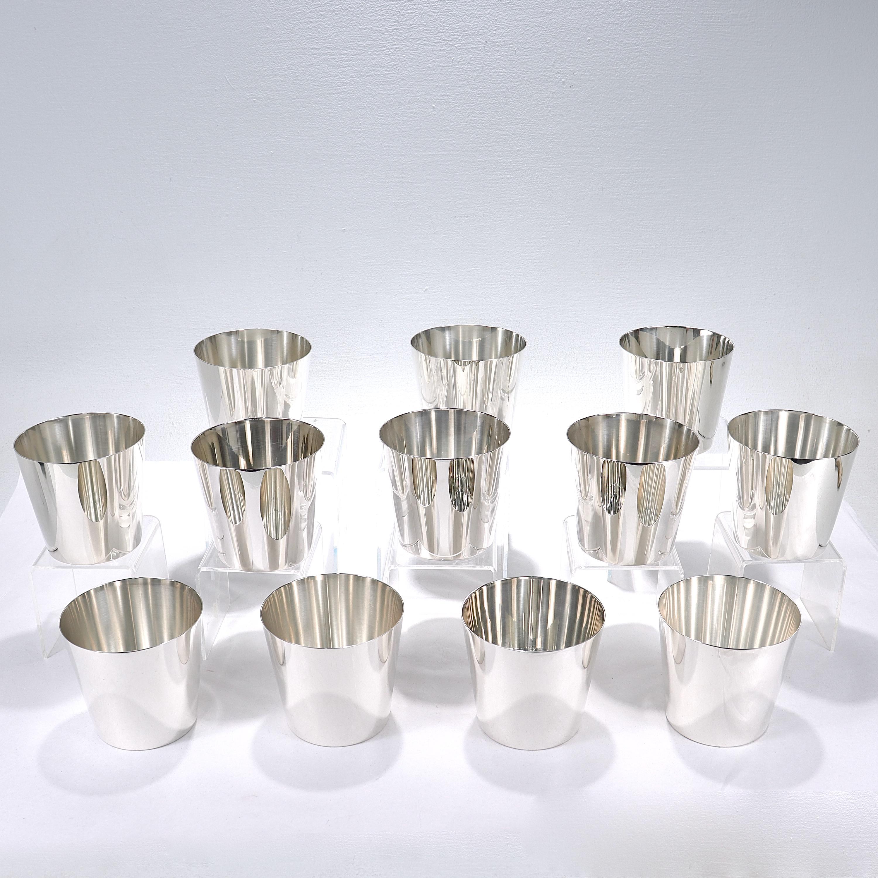 Women's or Men's 12 Tiffany & Co Sterling Silver Cocktail Tumblers or Mint Julep Cups