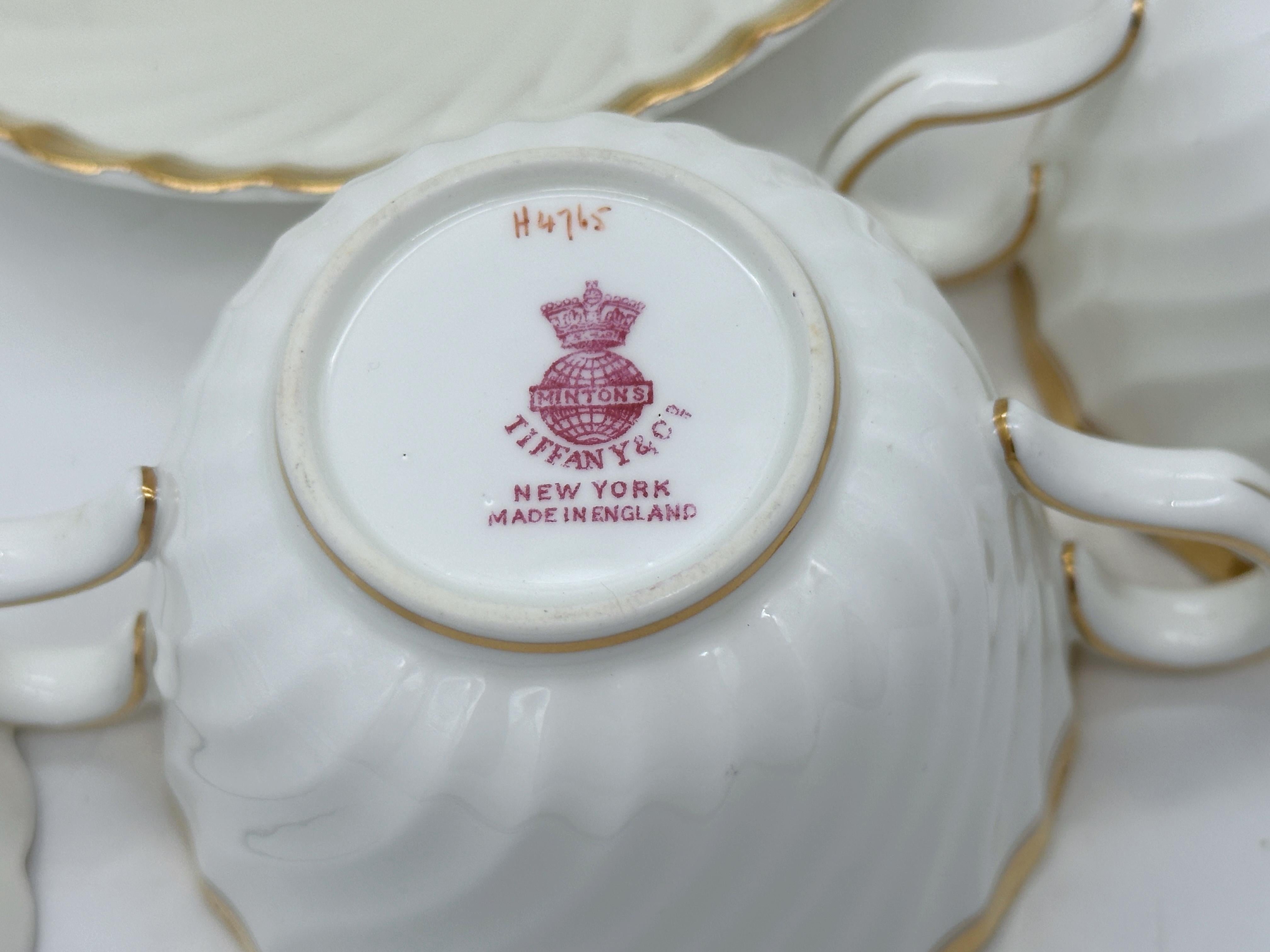 12 Tiffany & Company Mintons 'Gold Crocus' Pattern Twin handled Cups & Saucers For Sale 3