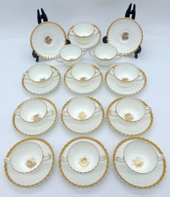 12 Tiffany & Company Mintons 'Gold Crocus' Pattern Twin handled Cups & Saucers