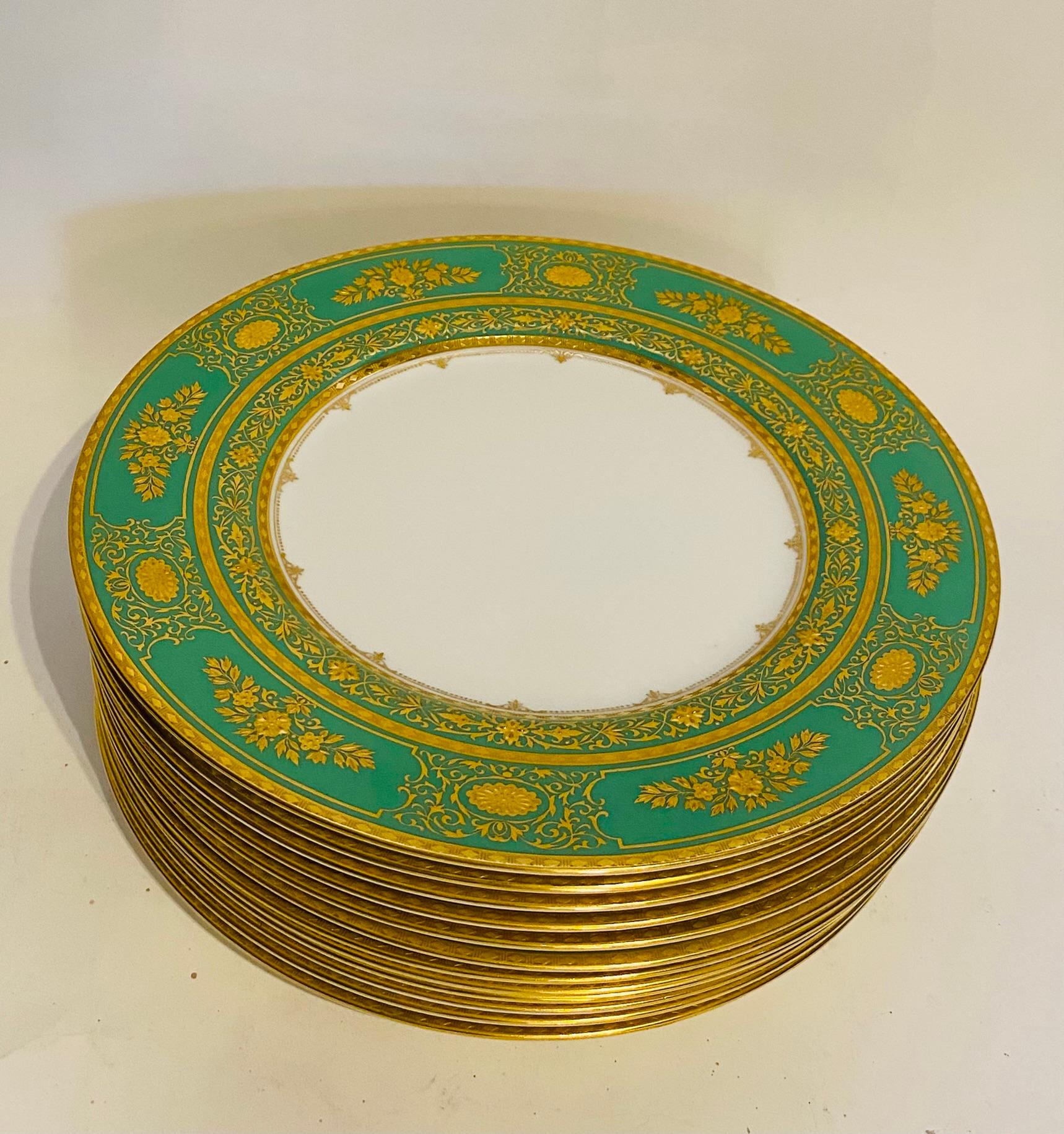 green and gold dinner plates