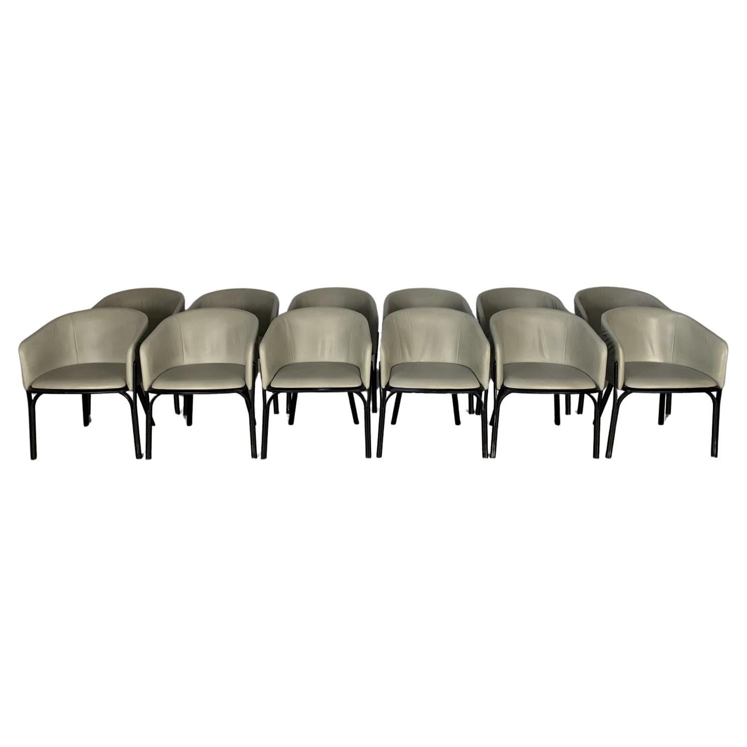 Fauteuils "Split" de 12 tonnes - en cuir gris et wengé foncé en vente