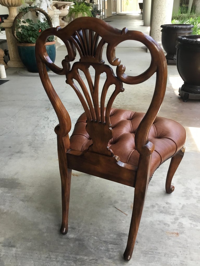 12 Traditional Style Leather Seat Dining Chairs by Theodore Alexander