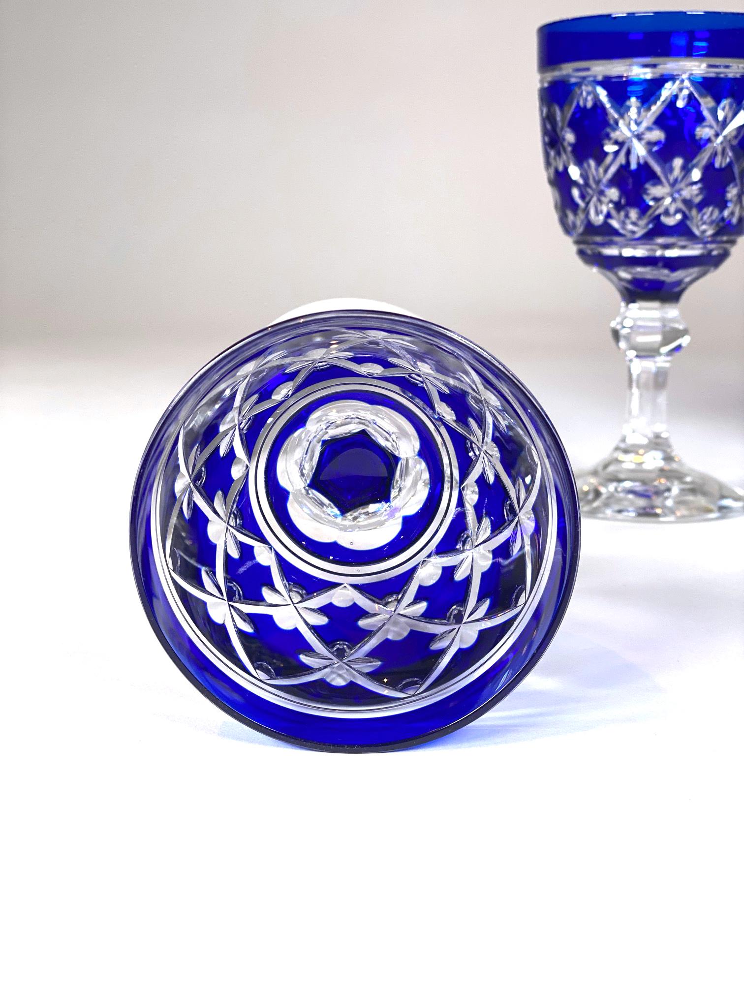 blue glass goblets