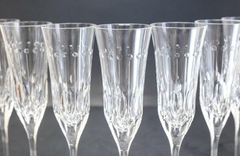 12 Varga Contemporary Cut Glass Clear Fluted Champagne Flutes in