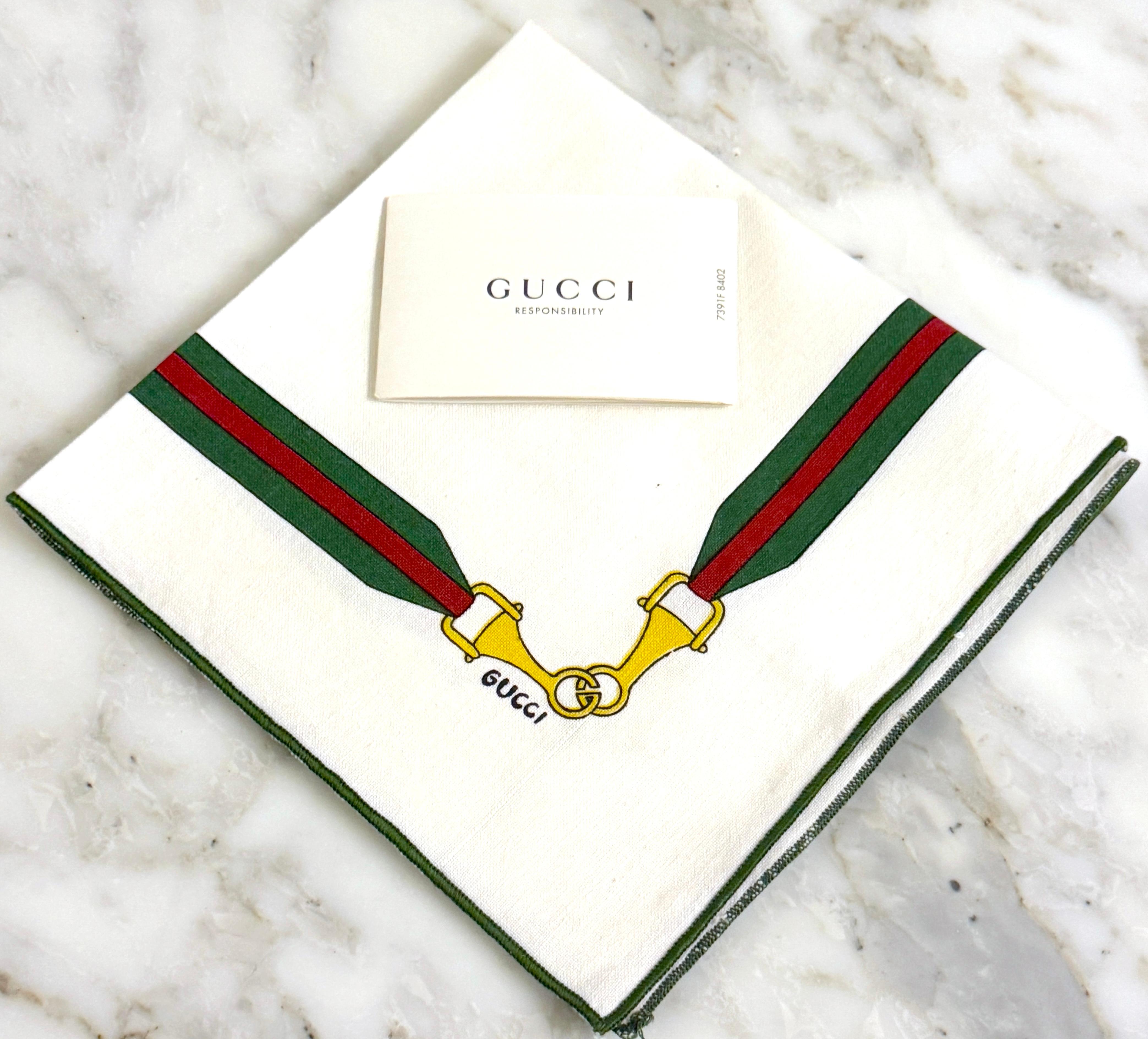 12 Vintage Aldo Gucci Equestrian Napkins with Horsebit Motif, Signed, 1980s Moderno en venta