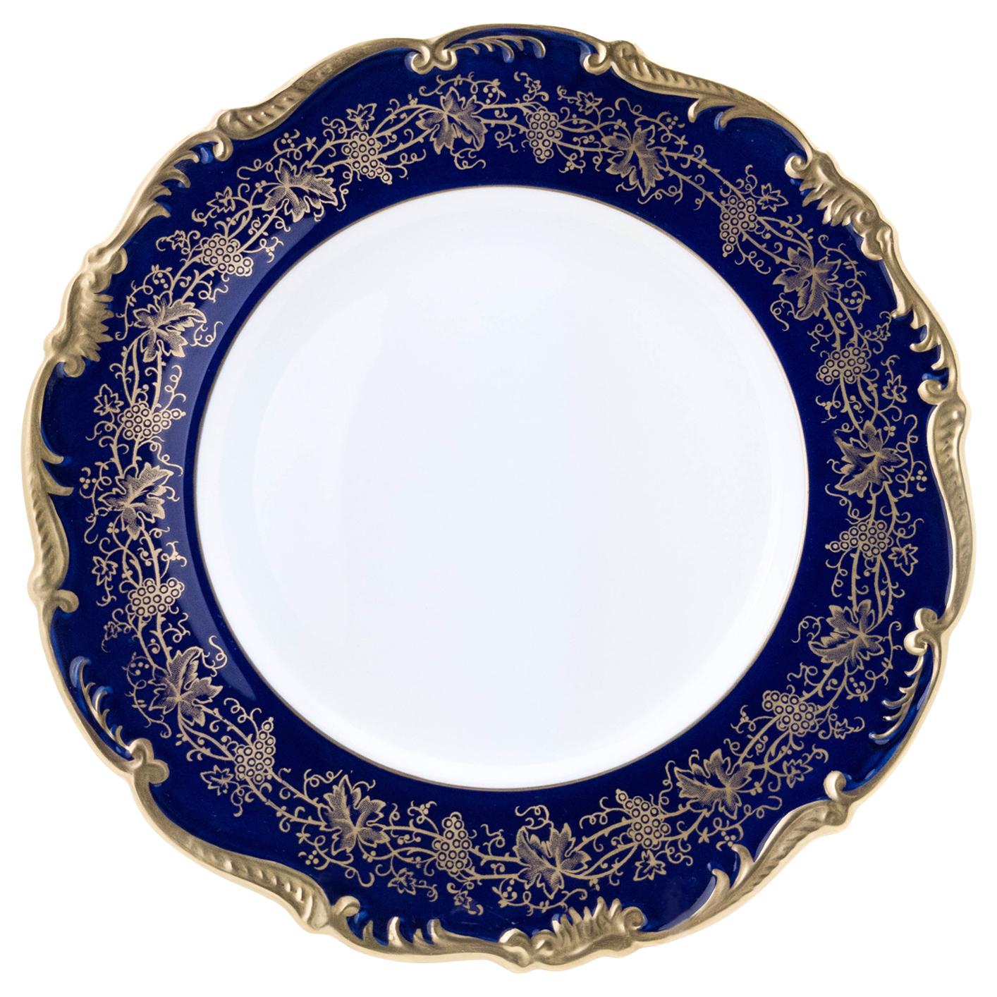 12 Vintage Cobalt Blue Dinner Plates by Coalport England, Great Shape