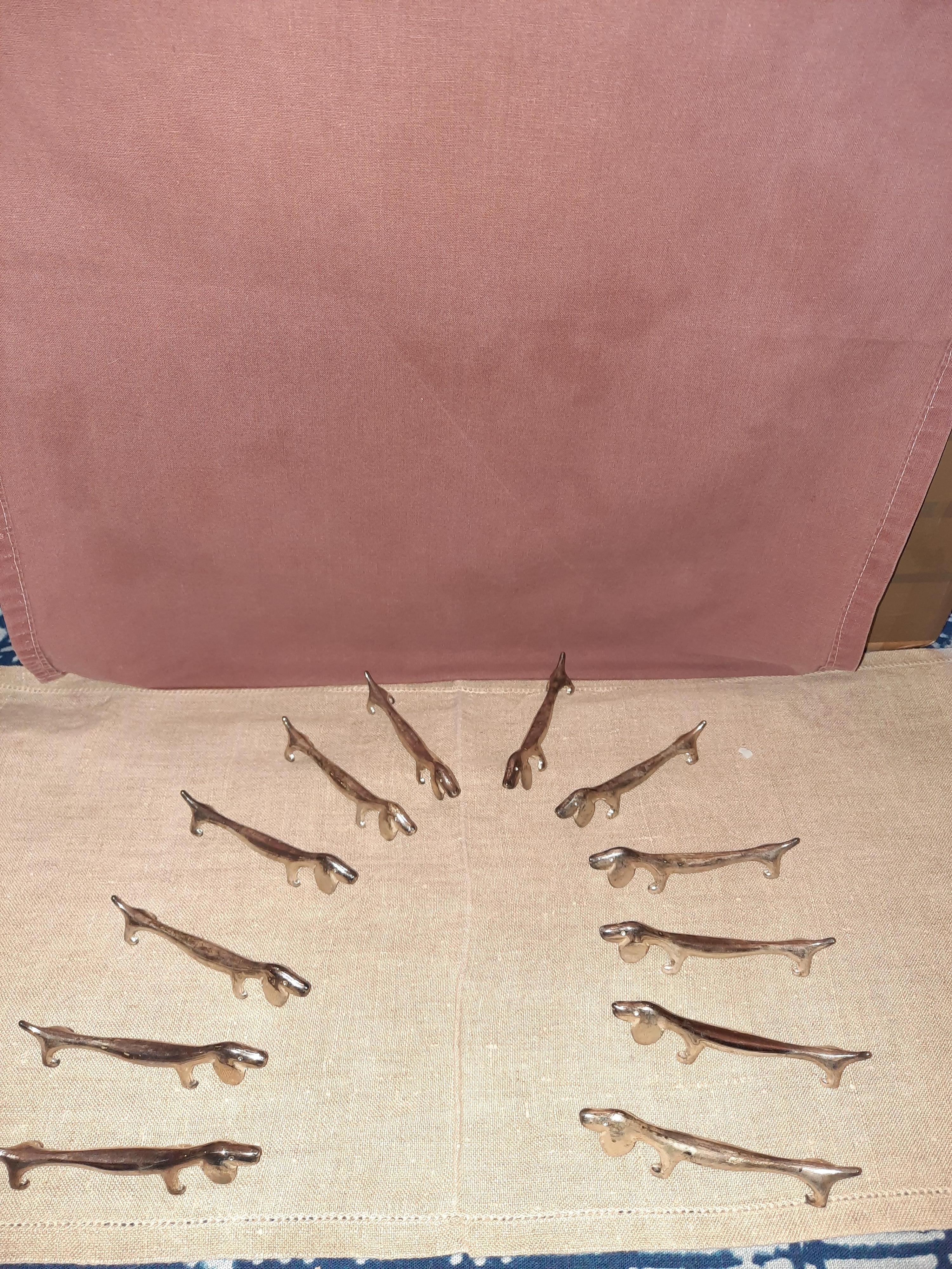 12 Vintage French Dachshund Knife /Chopstick Rests i, C1950 For Sale 1