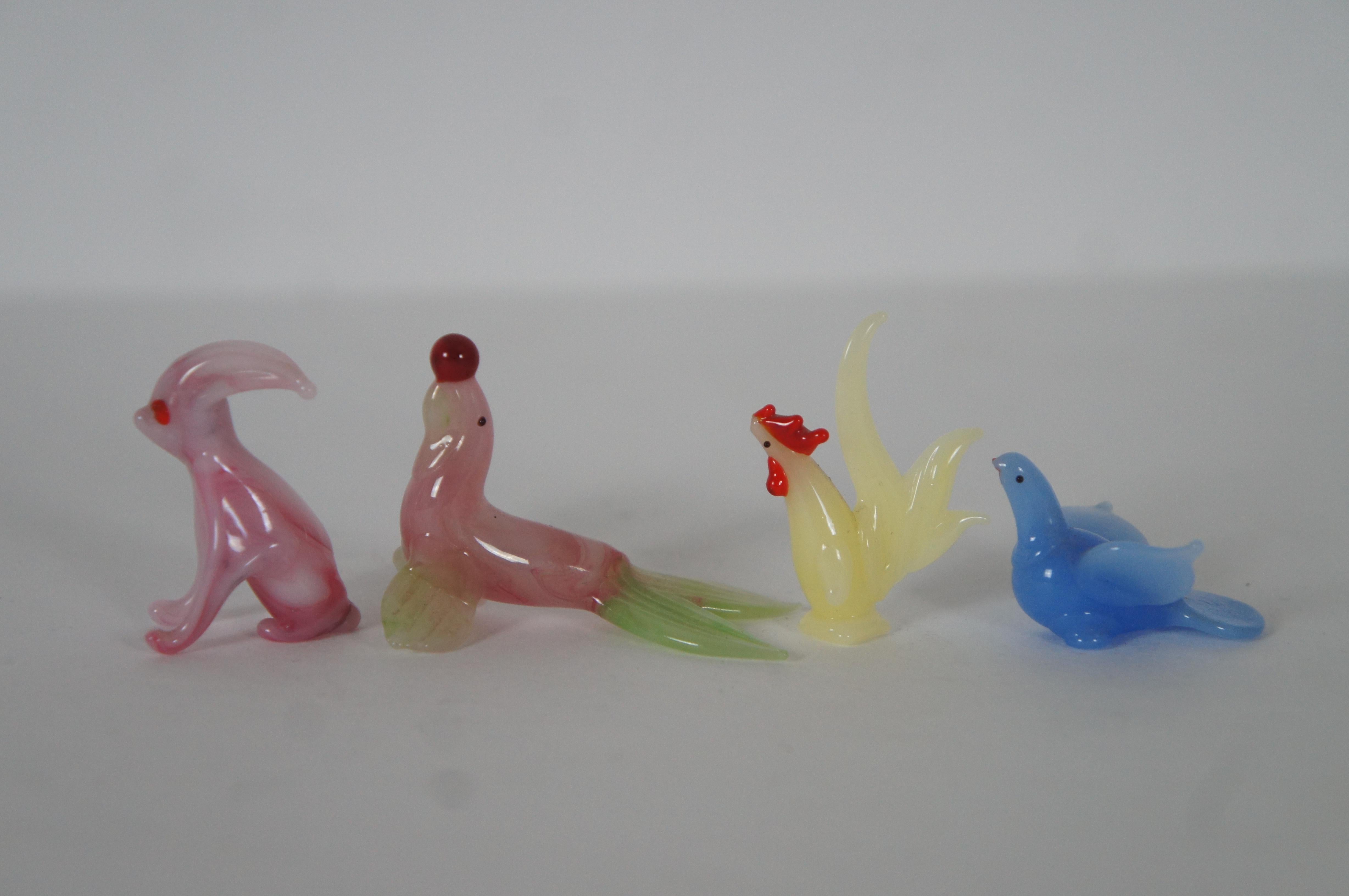 12 figurines vintage en verre d'art soufflé à la main représentant des animaux de la ferme, de 1 à 3 pouces 1
