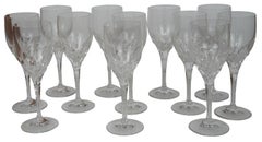12 Vintage Gorham Cut Crystal Diamond Stemware Wine Water Goblets Glasses