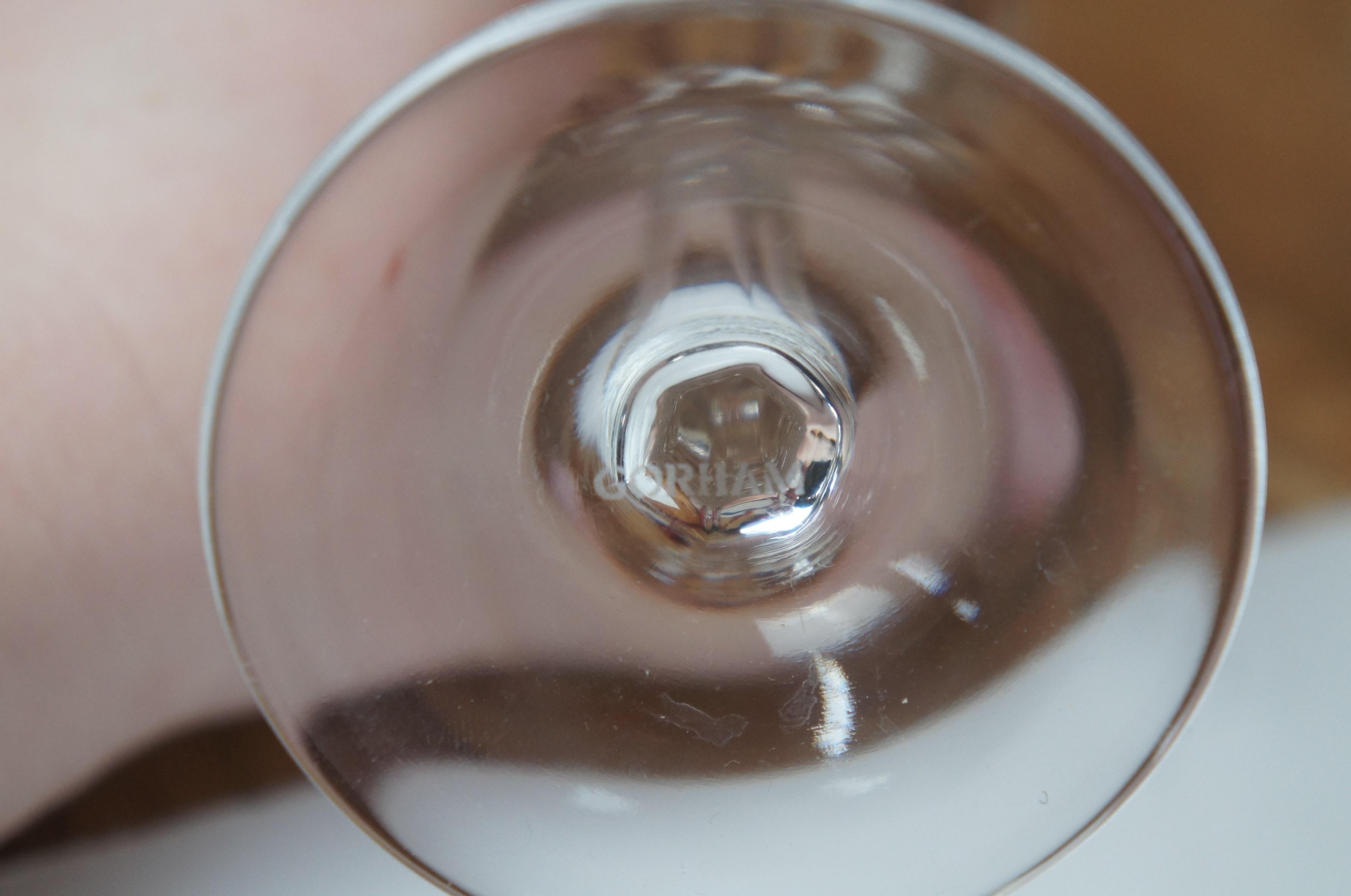 20th Century 12 Vintage Gorham Cut Crystal Diamond Stemware Wine Water Goblets Glasses