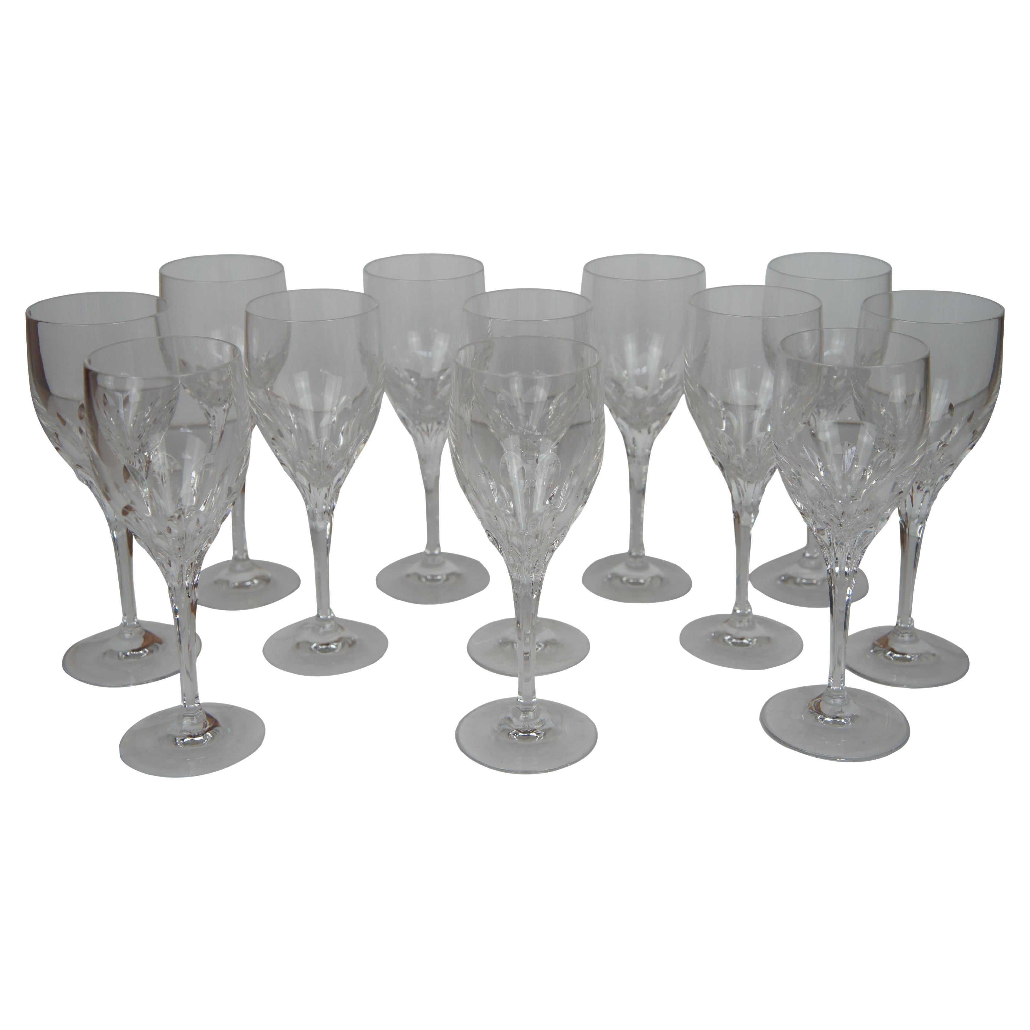 12 Vintage Gorham Cut Crystal Diamond Stemware Wine Water Goblets Glasses