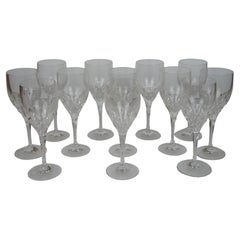 12 Vintage Gorham Cut Crystal Diamond Stemware Wine Water Goblets Glasses