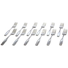 12 Antique Hotel Silver Plate Dinner Forks by Oneida