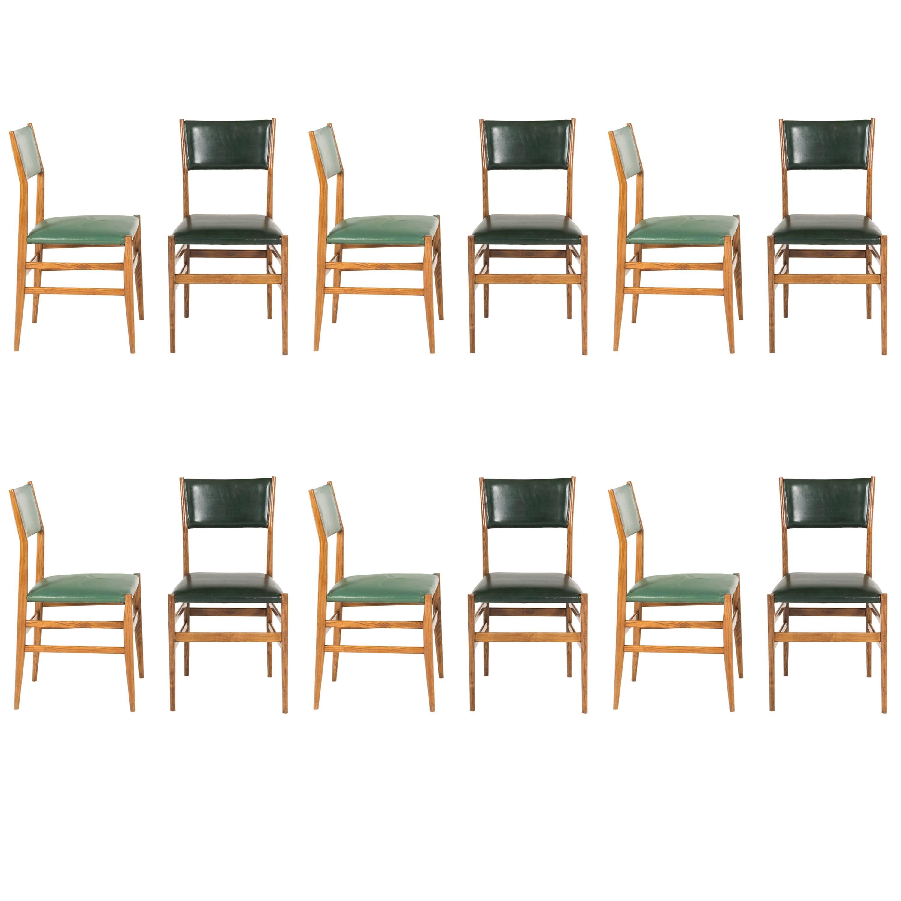 12 Vintage Italian Leggere Chairs in Ashtree Wood by Gio Ponti, circa 1954 For Sale