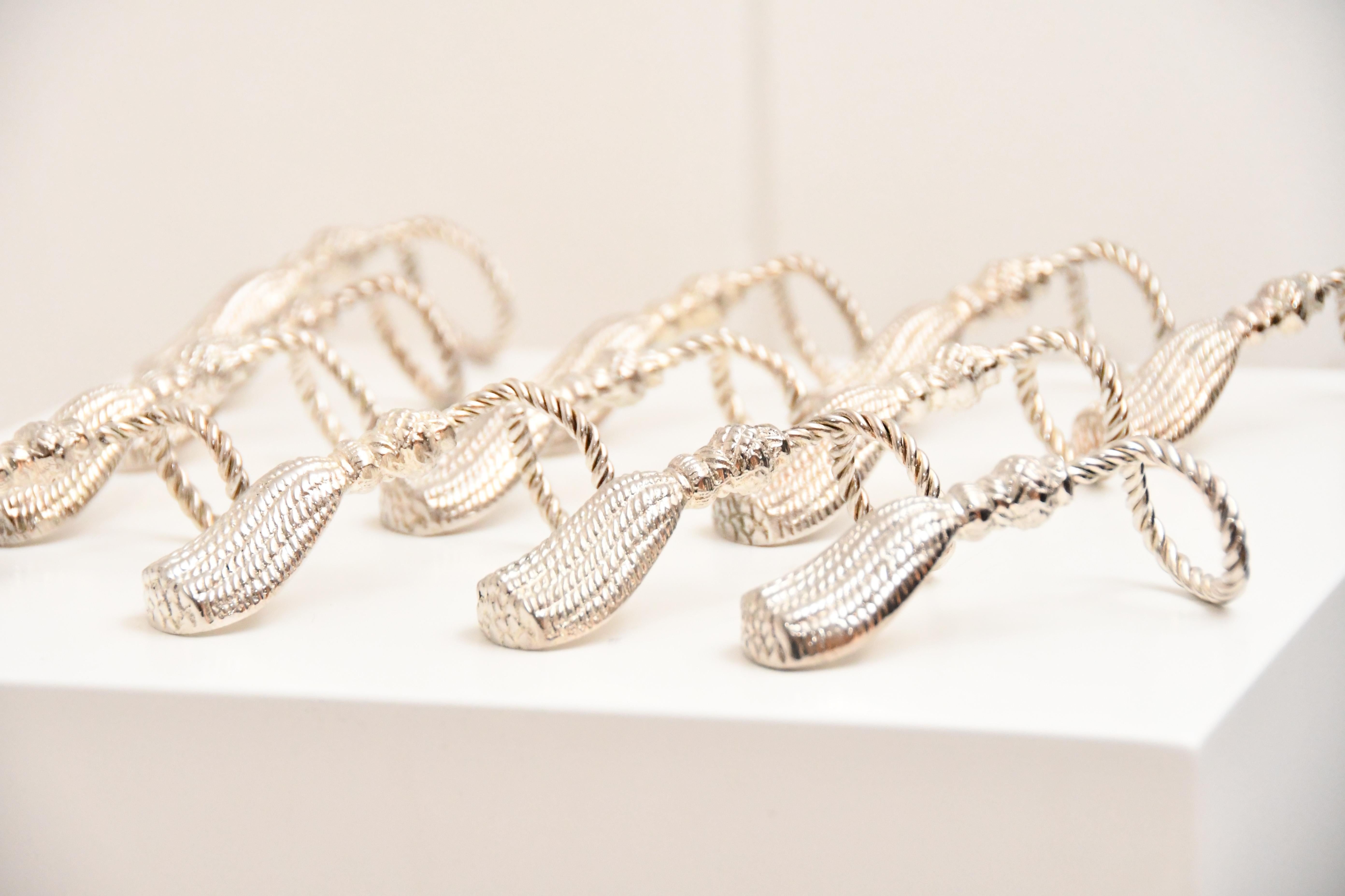 12 Vintage Versilberte Serviettenhalter aus Metall - Frankreich 1970 (Französisch) im Angebot