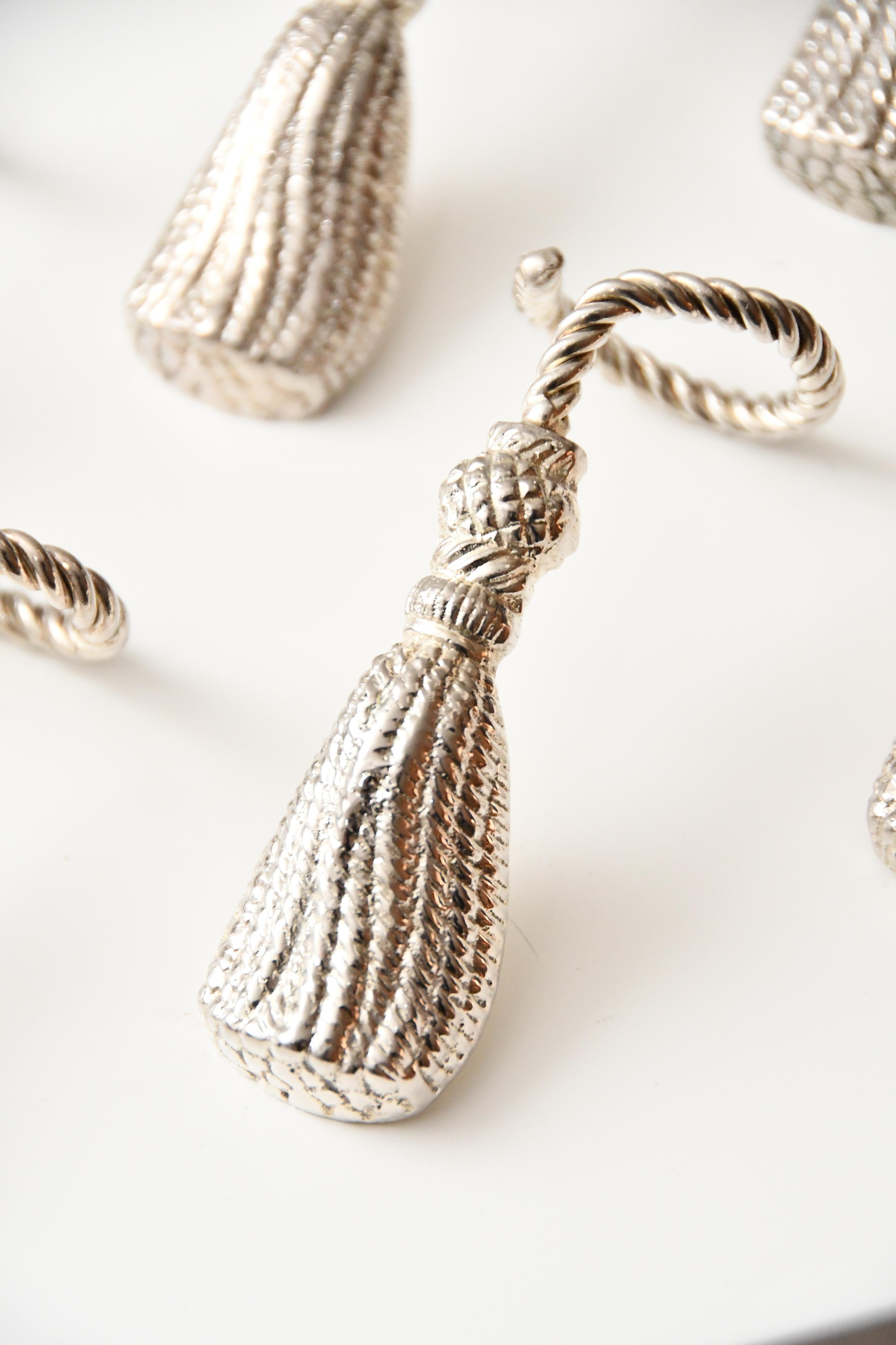 12 Vintage Versilberte Serviettenhalter aus Metall - Frankreich 1970 im Zustand „Gut“ im Angebot in Saint-Ouen, FR