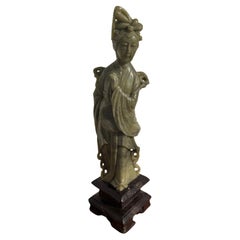 12" Vintage Soapstone Sculpture of a Woman