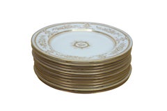 12 Vintage Wedgwood X2830 Gilt Gold Floral Acanthus Leaf Dinner Plates 11"