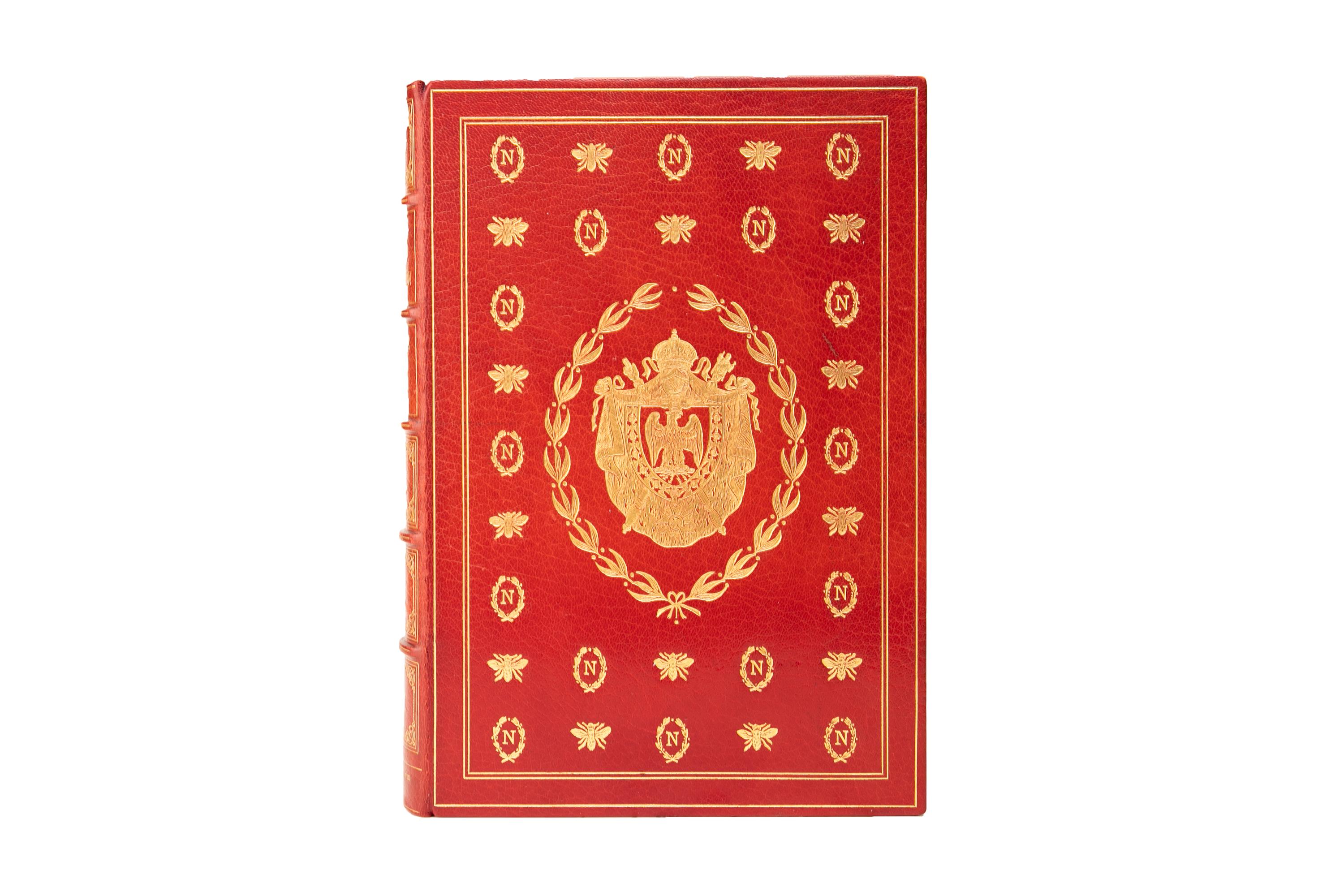 12 Volumes. William M. Sloane. Life of Napoleon.
Unique, extra-illustrated presentation set with
approximately 250 original letters and documents,
including 11 autographs of Emperor Napoleon and over 1000 portraits, views, facsimiles, maps, etc. 