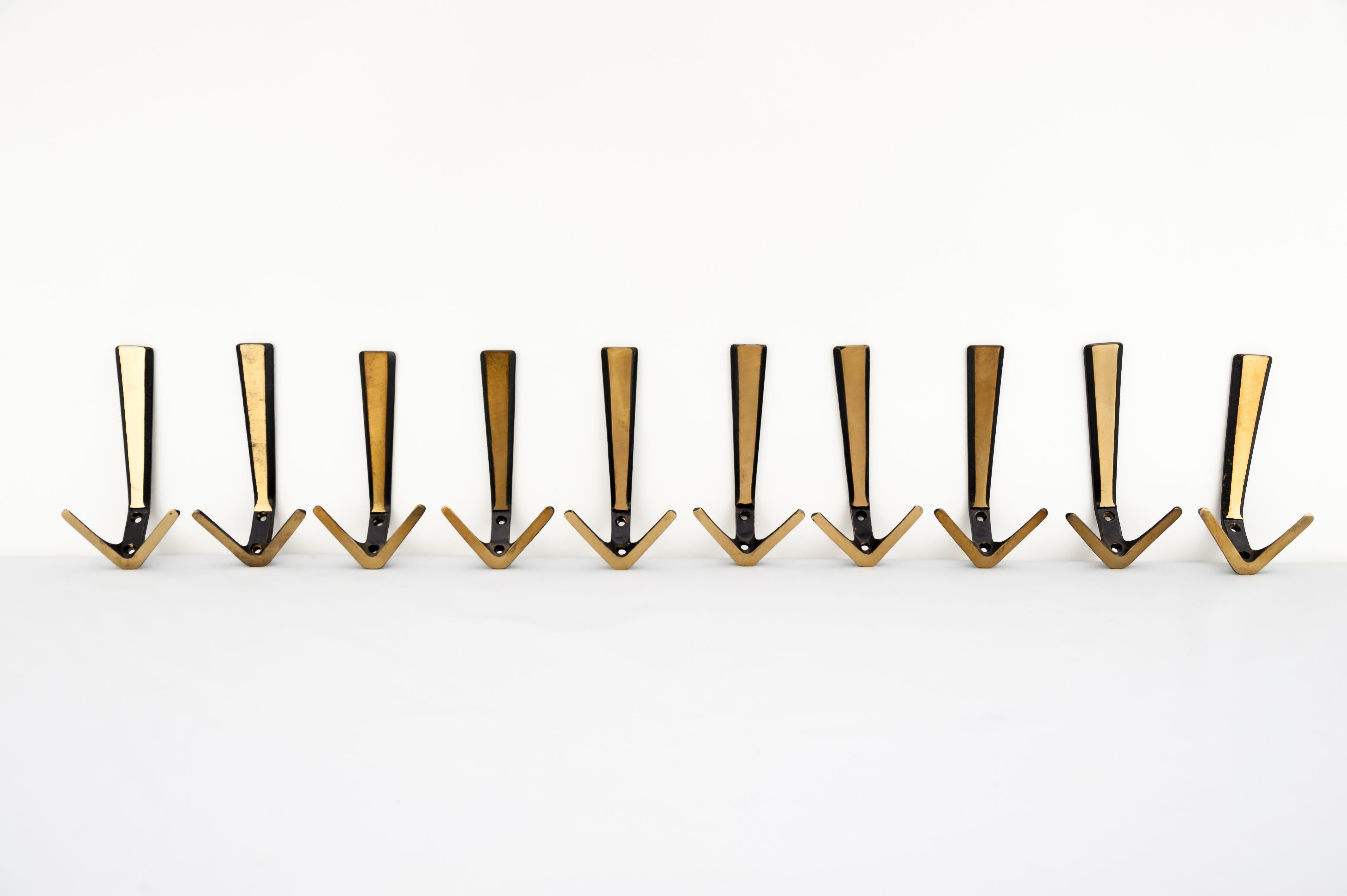 Brass 12 Wall Hooks by Hertha Baller