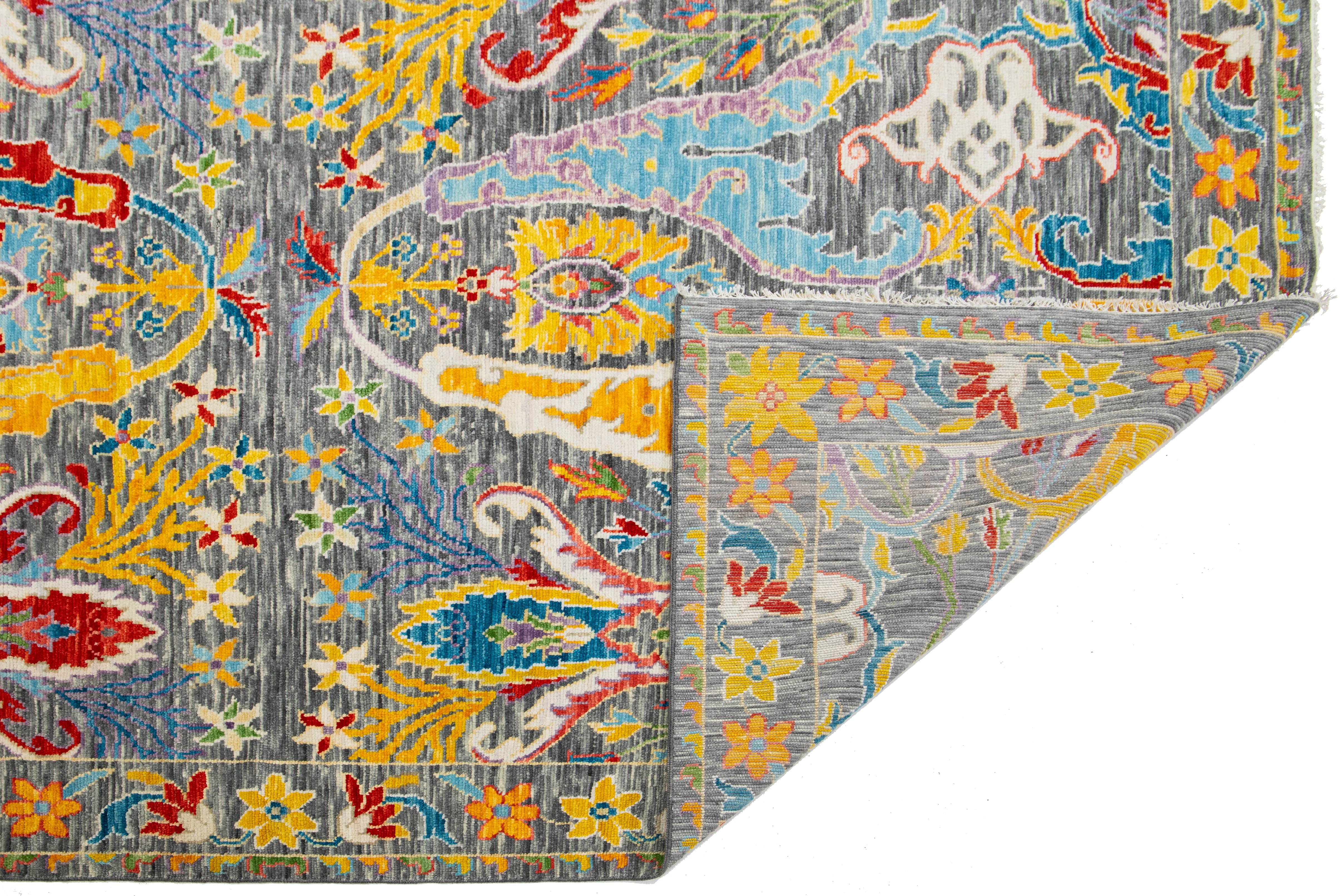 Noué à la main 12 x 12 HandCrafted Oushak Style Wool Rug Handmade with Multicolored Design en vente
