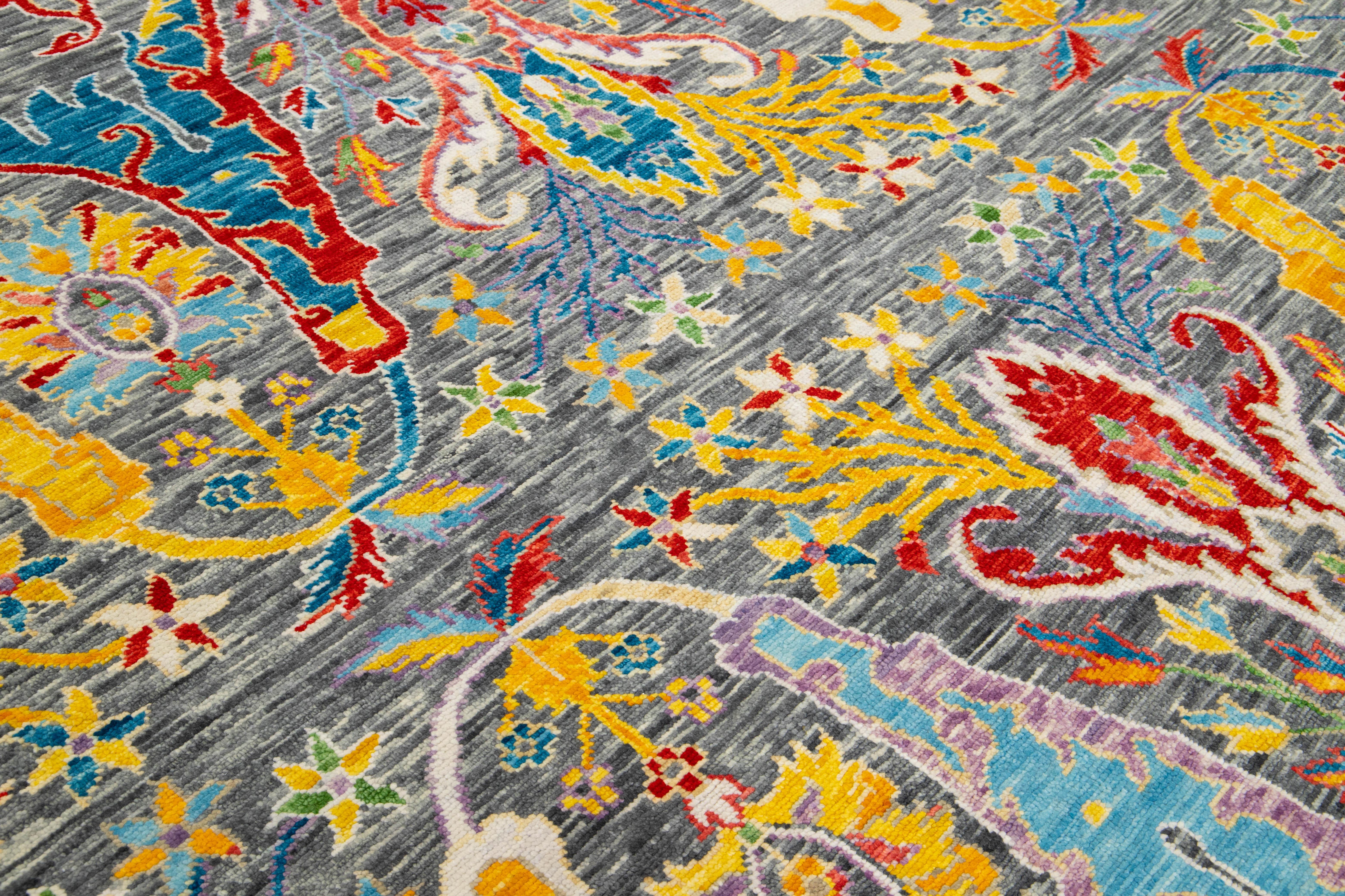 XXIe siècle et contemporain 12 x 12 HandCrafted Oushak Style Wool Rug Handmade with Multicolored Design en vente