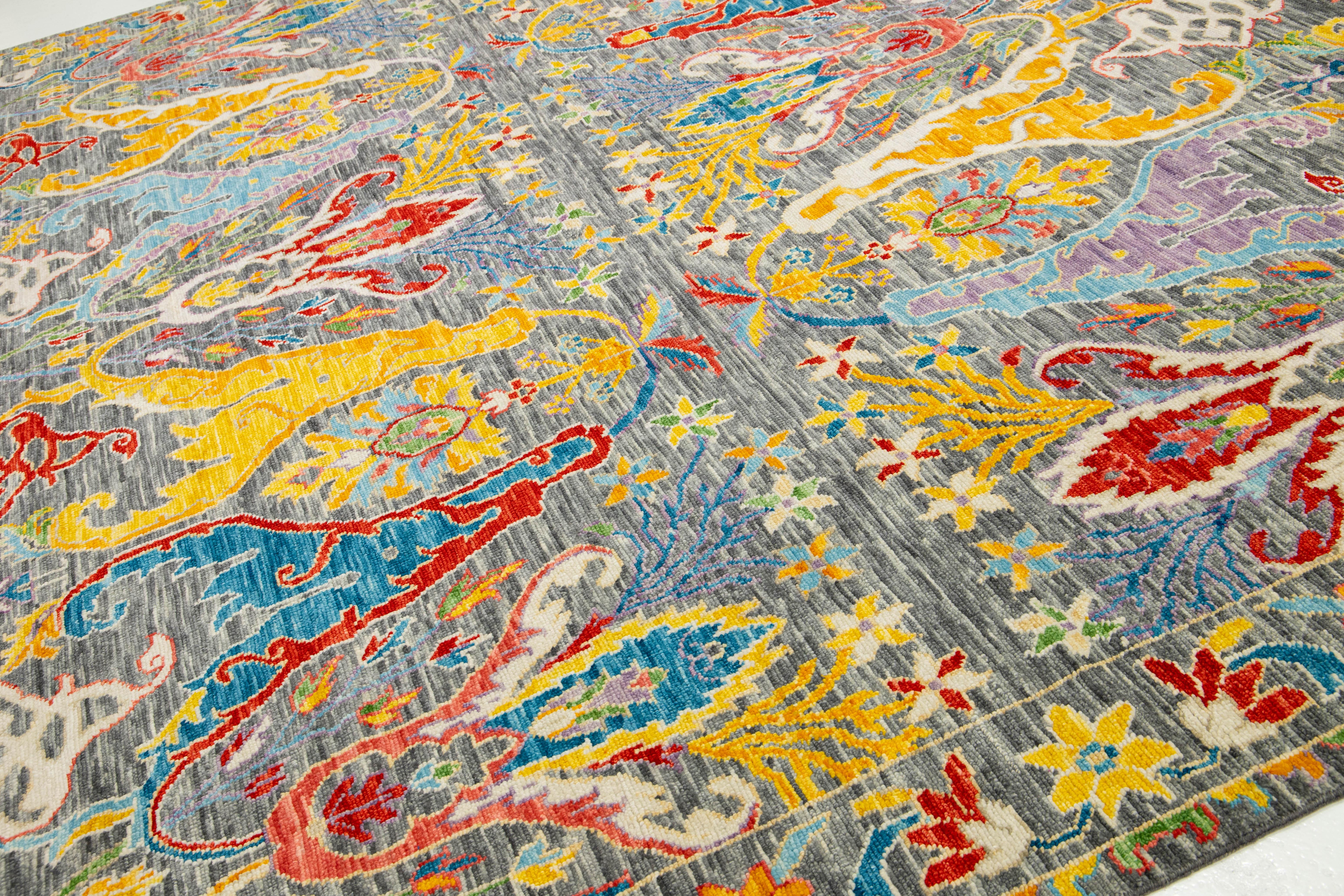 12 x 12 HandCrafted Oushak Style Wool Rug Handmade with Multicolored Design en vente 2