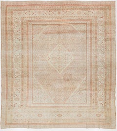 12 x 13 Antiker Pfirsich Tabriz Handgefertigter Persischer Wollteppich mit Blumenmuster