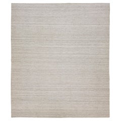 12 x 14 Diseño moderno  Alfombra de lana plana Kilim en color lino natural