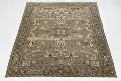 12 x 15 Alfombra antigua de lana persa Malayer En tonos tierra con motivos de vid