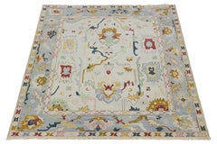 12 x 15 Contemporary Abstract Oushak-Style Wool Area Rug in Pastel & Cream