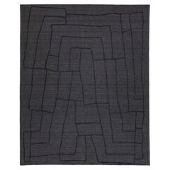 12 x 15 Contemporary Hand Loom Wool Rug In Gray With Abstract Design