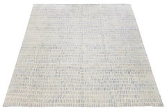 12 x 15 Contemporary Wool and Silk Rug With Blue Geometric Design