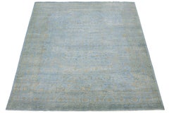 12 x 15 Handmade Contemporary Oushak Wool Rug with Blue Field
