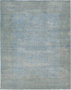 12 x 15 Handmade Contemporary Oushak Wool Rug with Blue Field