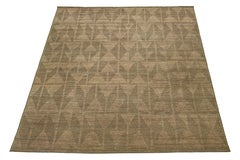 12 x 15 Modern Brown Moroccan Wool Rug with Allover Design