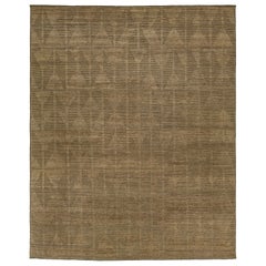12 x 15 Tapis marocain moderne en laine de couleur Brown avec Design/One