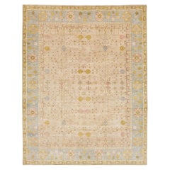 12 x 15 Modern Designed Khotan Style Wool Rug In Beige