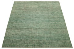12 x 15 Modern Designed Moroccan Organic Green Wool Rug