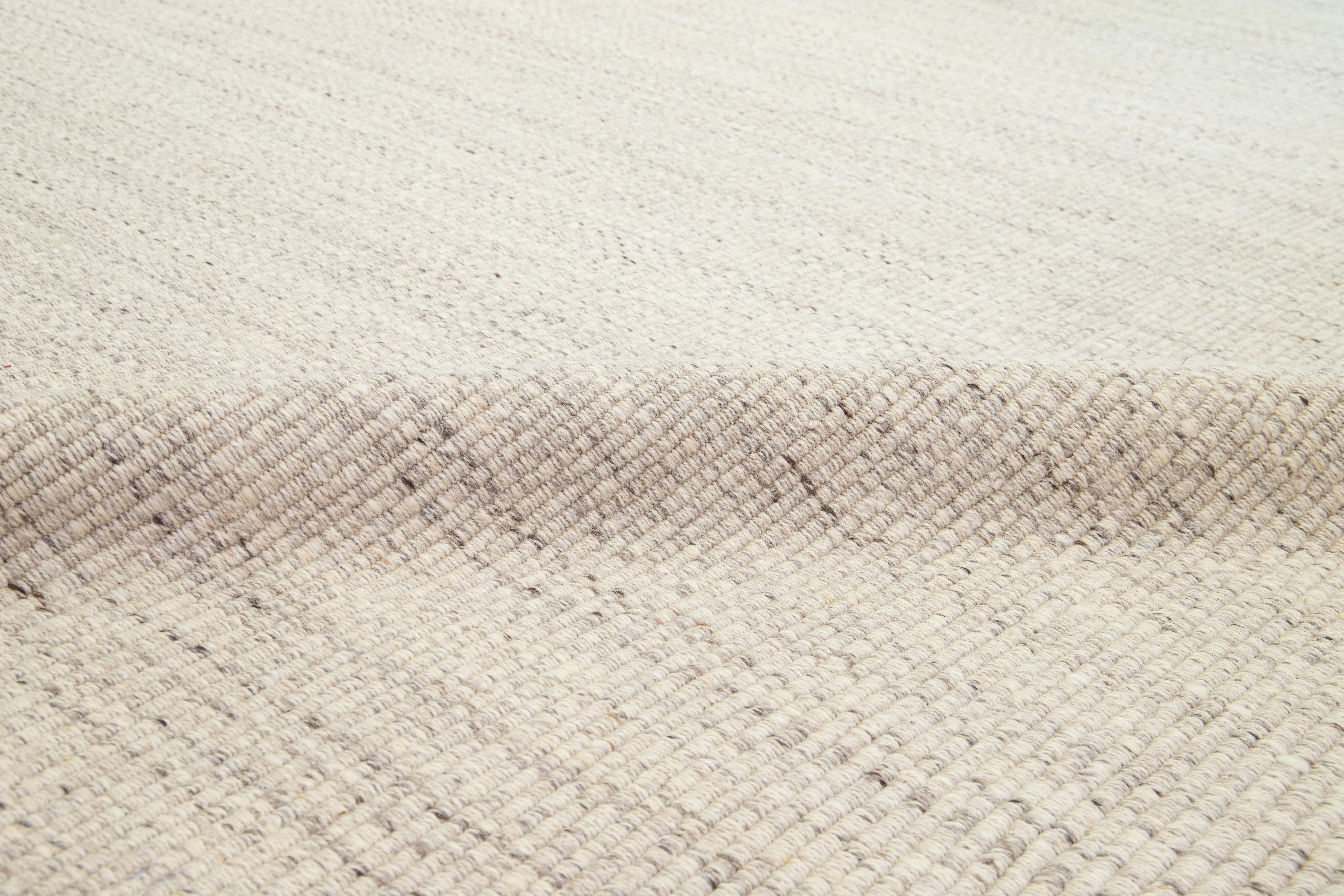 12 x 15  Tappeto moderno in lana beige a tessitura piatta con design geometrico in vendita 2