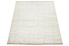 12 x 15  Modern Flatweave Ivory Wool rug With Abstract Design