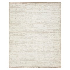 12 x 15  Modern Flatweave Ivory Wool rug With Abstract Design