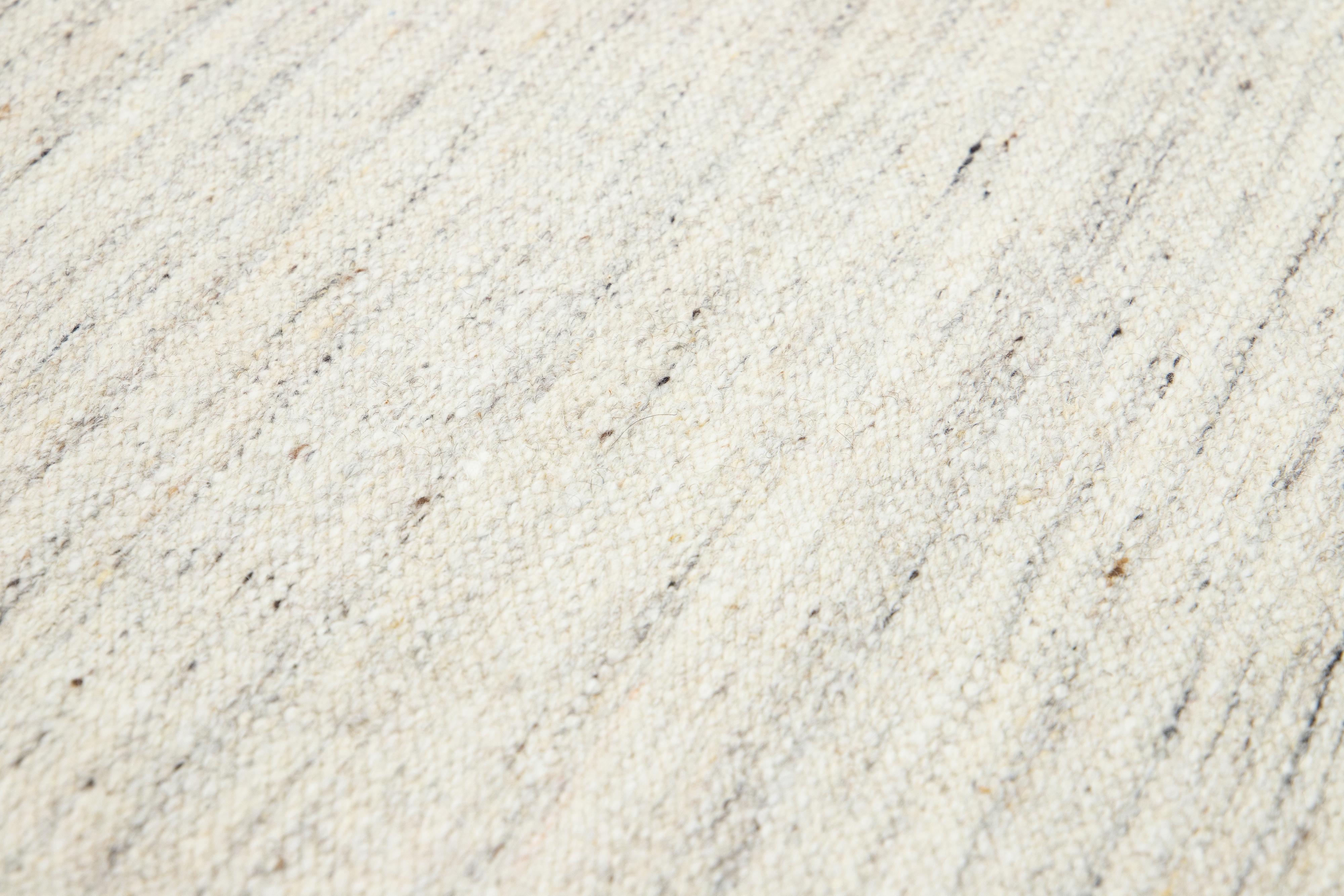 12 x 15 Moderner Flachgewebe-Wollteppich Handgefertigt in Elfenbein mit starkem Design im Angebot 3