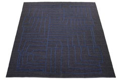 12 x 15 Modern Hand Loom Gray Wool Rug With Abstract Design