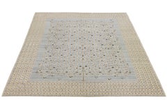 12 x 15 Modern Handmade Soumak Wool Rug - Grey & Cream With Floral Design