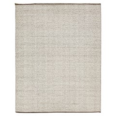 12 x 15 Organic Modern Flatweave Designed Wollteppich In Brown und Elfenbein