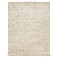 12 x 15 Room Size Modern Moroccan Designed Wool Rug In Beige