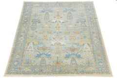 12 x 16 Moderner handgeknüpfter Sultanabad Rugs Wollteppich - Himmelblau & Goldrute Floral