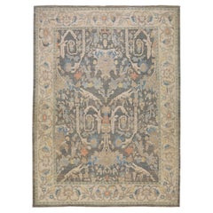 12 x 17 Modern Sultanabad Wool Rug Handmade In Blue With Floral Design