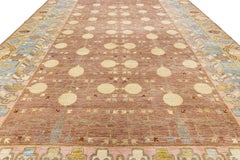 12 x 20 Brown Contemporary Khotan Style Wool Rug with Allover Design